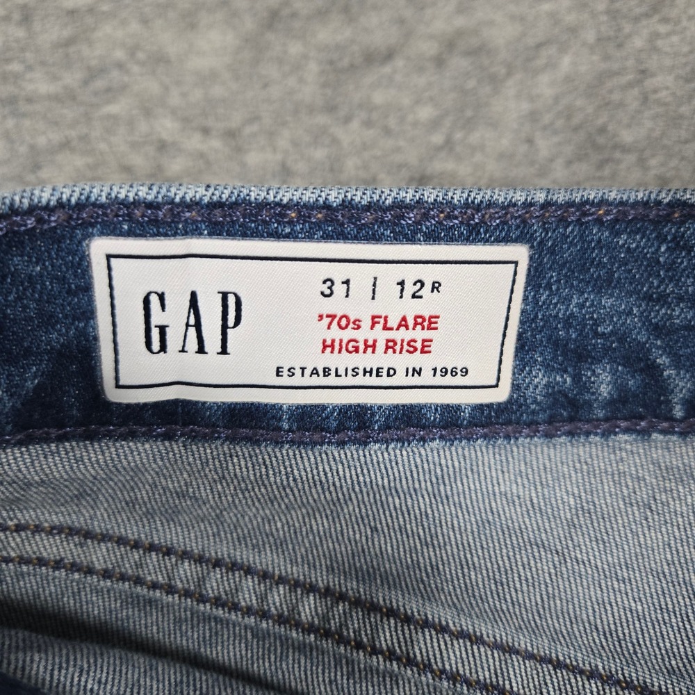 Gap Womens Blue 70s Flare High Rise Retro Denim Jeans 12R/31 - Picture 3 of 10